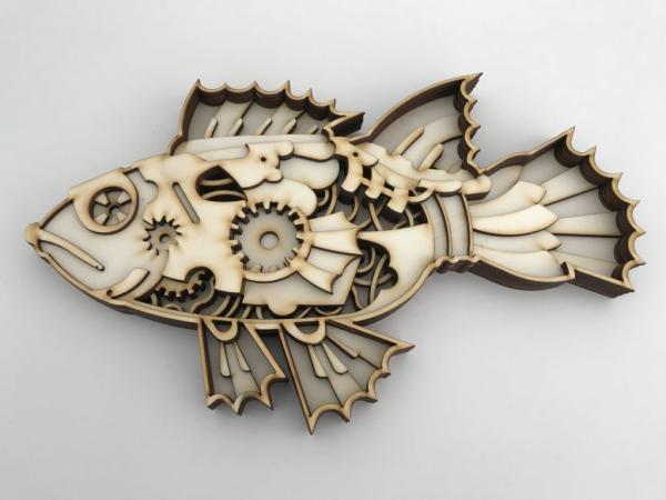 Steampunk Fisch als Mandala Wandbild